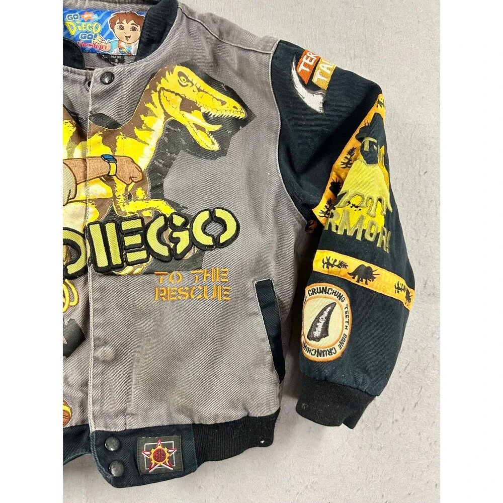 Youth Nick Jr. JH Design Go Diego Go Dinosaur Jacket Gray/Black/Orange Medium